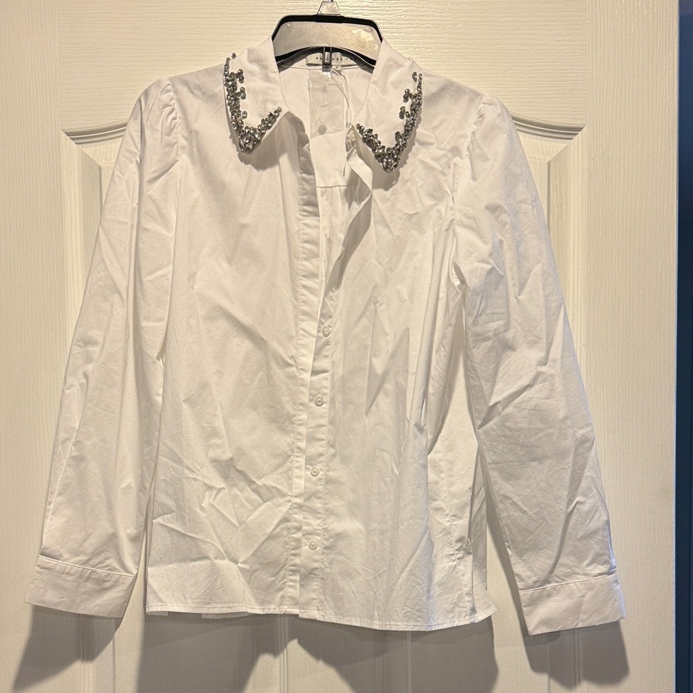 Endless Rose White Shirt with Embellished Collar